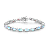 "Resplandor Glamuroso" Pulsera de Tenis de Plata de Ley con Piedra de Nacimiento de Junio y Piedra Lunar Corte Fancy