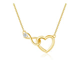Collar de oro macizo de 14K con corazón infinito entrelazado de FANCIME