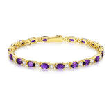 Pulsera de plata de ley con amatista talla fancy corte tenis "Glamour Radiance" piedra de nacimiento de febrero