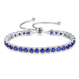 "Elegancia Eterna" Pulsera de Tenis de Plata de Ley con Zafiro Piedra de Nacimiento de Septiembre Cadena Bolo Clásica