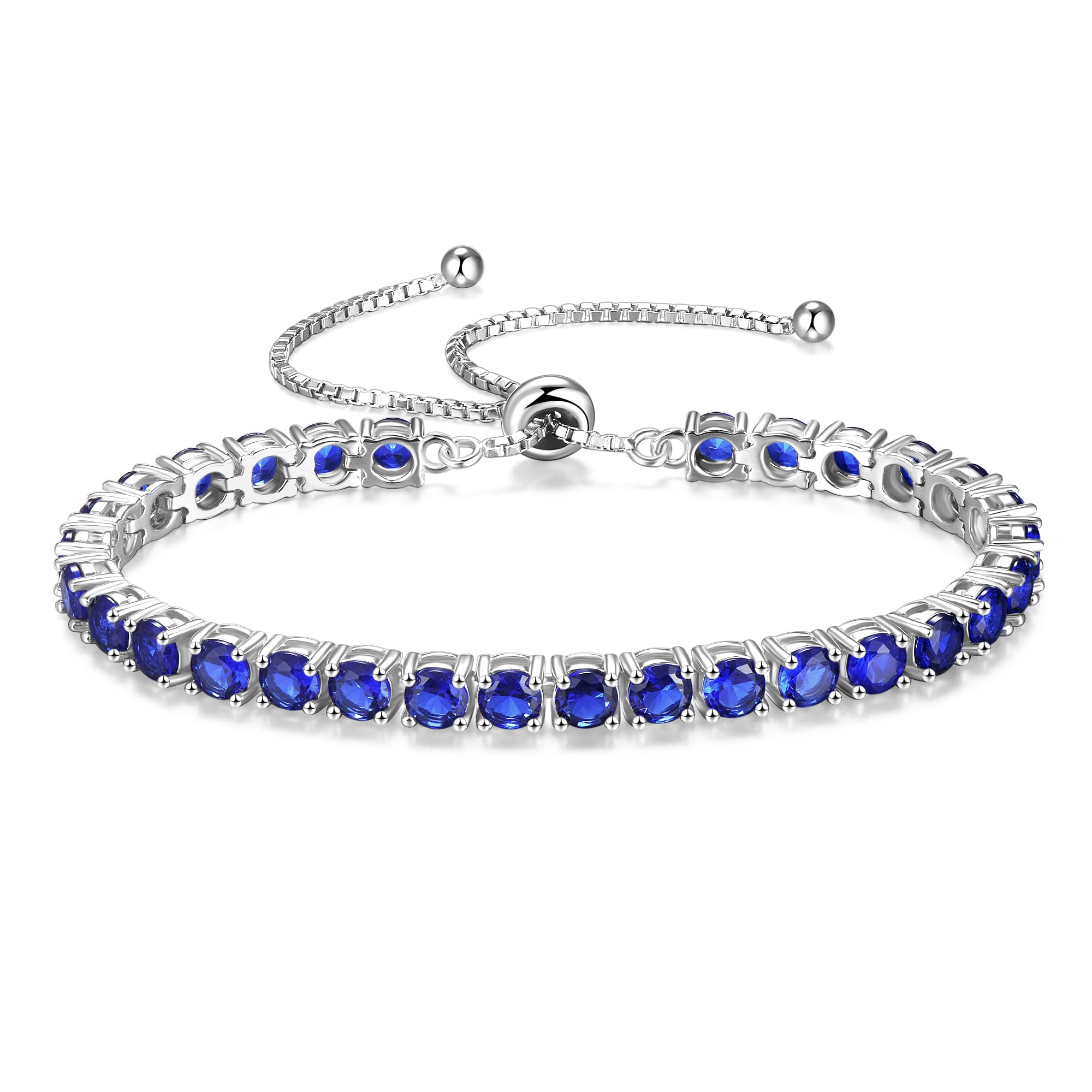 "Elegancia Eterna" Pulsera de Tenis de Plata de Ley con Zafiro Piedra de Nacimiento de Septiembre Cadena Bolo Clásica