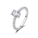 Anillo ovalado de plata de ley con halo oculto de FANCIME