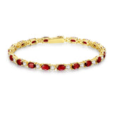 Pulsera de plata de ley con granate talla fancy corte tenis "Glamour Radiance" piedra de nacimiento de enero