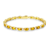 Pulsera de plata de ley con citrino amarillo talla fancy corte tenis "Glamour Radiance" piedra de nacimiento de noviembre