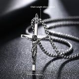 Collar de Hombre de Plata de Ley Pulido con Cruz Crucifijo FANCIME
