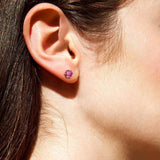 Pendientes de Botón FANCIME Turmalina Rosa en Oro Rosa 14K