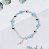 Pulsera de tenis de plata de ley FANCIME Halo Corazón con piedra de nacimiento de marzo de aguamarina