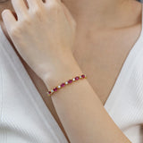 Pulsera de plata de ley con rubí talla fancy corte tenis "Glamour Radiance" piedra de nacimiento de julio
