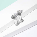 Pendientes de botón solitario delicado FANCIME moissanita 2 cttw en oro blanco de 14K