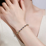 Pulsera de tenis de plata de ley FANCIME "Resplandor Glamour" con piedra de nacimiento de junio y corte fancy de alejandrita