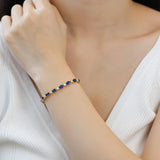 Pulsera de plata de ley con zafiro azul talla fancy corte tenis "Glamour Radiance" piedra de nacimiento de septiembre