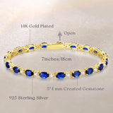 Pulsera de plata de ley con zafiro azul talla fancy corte tenis "Glamour Radiance" piedra de nacimiento de septiembre