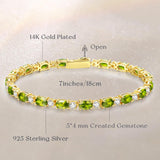 Pulsera de plata de ley con peridoto talla fancy corte tenis "Glamour Radiance" piedra de nacimiento de agosto