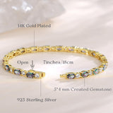 Pulsera de tenis de plata de ley FANCIME "Resplandor Glamour" con piedra de nacimiento de junio y corte fancy de alejandrita