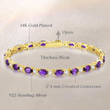 Pulsera de plata de ley con amatista talla fancy corte tenis "Glamour Radiance" piedra de nacimiento de febrero