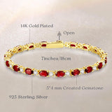 Pulsera de plata de ley con granate talla fancy corte tenis "Glamour Radiance" piedra de nacimiento de enero