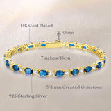 Pulsera de plata de ley con topacio azul talla fancy corte tenis "Glamour Radiance" piedra de nacimiento de diciembre