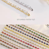 Pulsera de plata de ley con zafiro azul talla fancy corte tenis "Glamour Radiance" piedra de nacimiento de septiembre