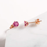 Pendientes de Botón FANCIME Turmalina Rosa en Oro Rosa 14K