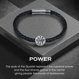 FANCIME STRENGTH Pulsera de cuero y plata de ley para hombre