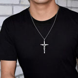 Collar de Hombre de Plata de Ley Pulido con Cruz Crucifijo FANCIME