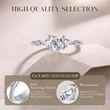 Anillo de plata de ley con moissanita talla corazón y halo de FANCIME