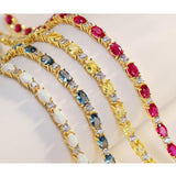 Pulsera de tenis de plata de ley FANCIME "Resplandor Glamour" con piedra de nacimiento de junio y corte fancy de alejandrita