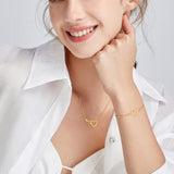 Collar de oro macizo de 14K con corazón infinito entrelazado de FANCIME