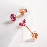 Pendientes de Botón FANCIME Turmalina Rosa en Oro Rosa 14K