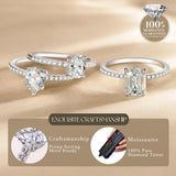Anillo solitario clásico de plata de ley con moissanita talla radiante de FANCIME