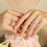 Anillo de plata de ley FANCIME con banda de boda de moissanita