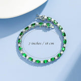 Pulsera de plata de ley con esmeralda talla fancy corte tenis "Glamour Radiance" piedra de nacimiento de mayo