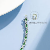 Pulsera de plata de ley con esmeralda talla fancy corte tenis "Glamour Radiance" piedra de nacimiento de mayo