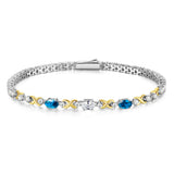 Pulseras de tenis de plata de ley con topacio, piedra de nacimiento de diciembre "Dúo Eterno" FANCIME