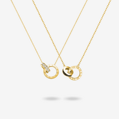 Collar de plata de ley para parejas con círculos entrelazados "Tiempo Romano" de FANCIME