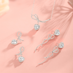 FANCIME “It Is A Crush” Sweet Bow Pink Heart Sterling Silver Necklace Show