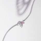 Pulsera de tenis con lazo dulce y piedra blanca "My Fairy Lady" en plata de ley FANCIME