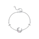 Pulsera de plata de ley con cadena de luna creciente y estrella "Sueño Rosa" de FANCIME