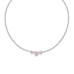 FANCIME "Ms Charming" Halo Heart Tennis Sterling Silver Necklace Main