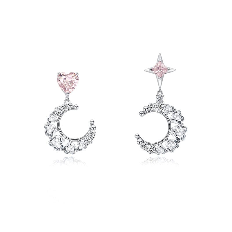 FANCIME "Moody Dream" Moon Star Sterling Silver Dangling Earrings Main