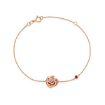 rose flower strand bracelet for women with red ruby and white diamond