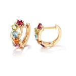 FANCIME Multicolored Gemstone 14K Yellow Gold Hoop Earrings Side