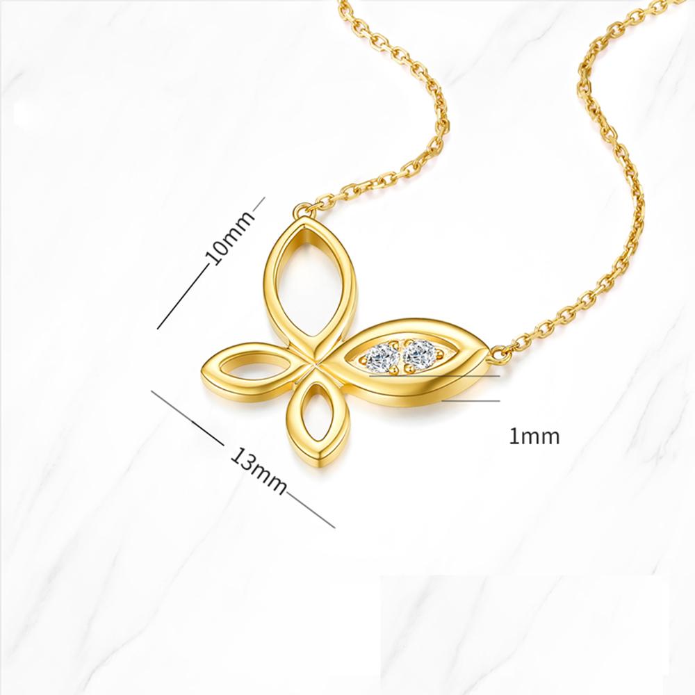 FANCIME "Little Fairy" Lab Grown utterfly 14k Yellow Gold Necklace Size
