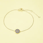 FANCIME Blue Evil Eye 14k Solid Yellow Gold Bracelet Full