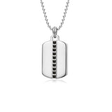 FANCIME Black Spinel Classic Chain Tag Sterling Silver Necklace Main