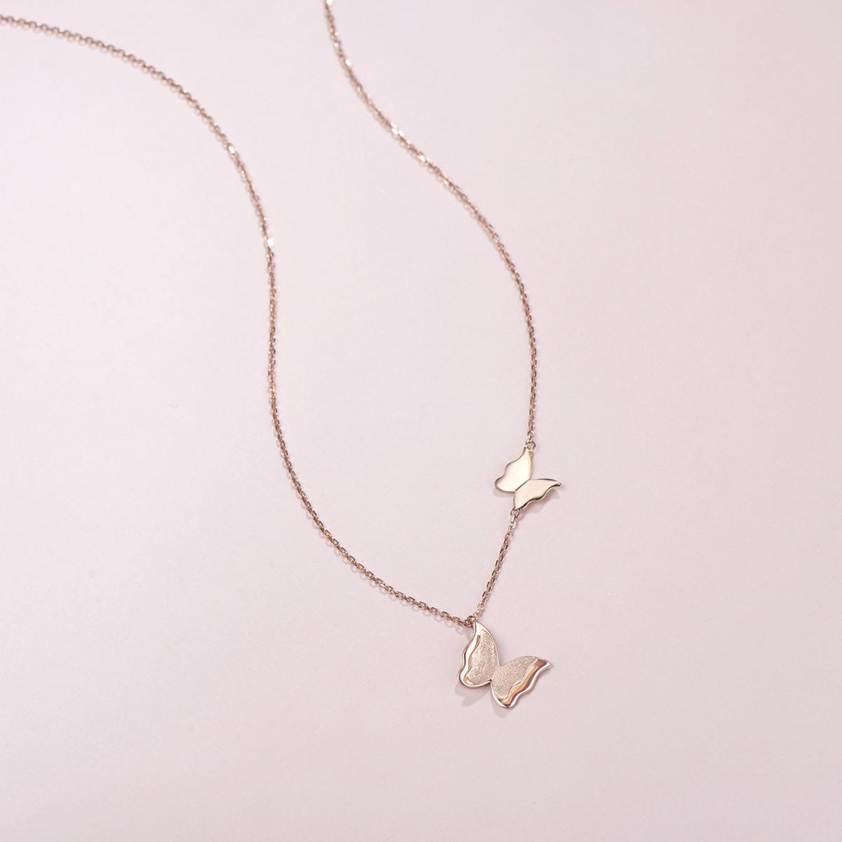 FANCIME "Twinkling Kiss" Butterfly 14K Rose Gold Necklace Full