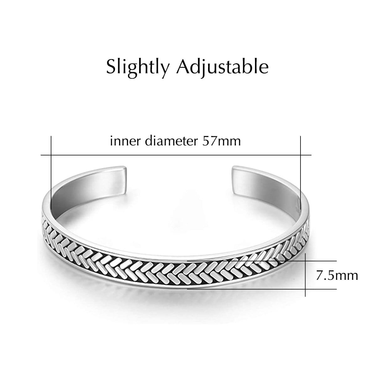 FANCIME FEARLESSNESS Mens Open Cuff Sterling Silver Bracelet Show