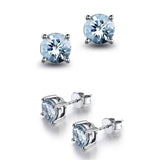 FANCIME Aquamarine 14k White Gold Stud Earrings Side
