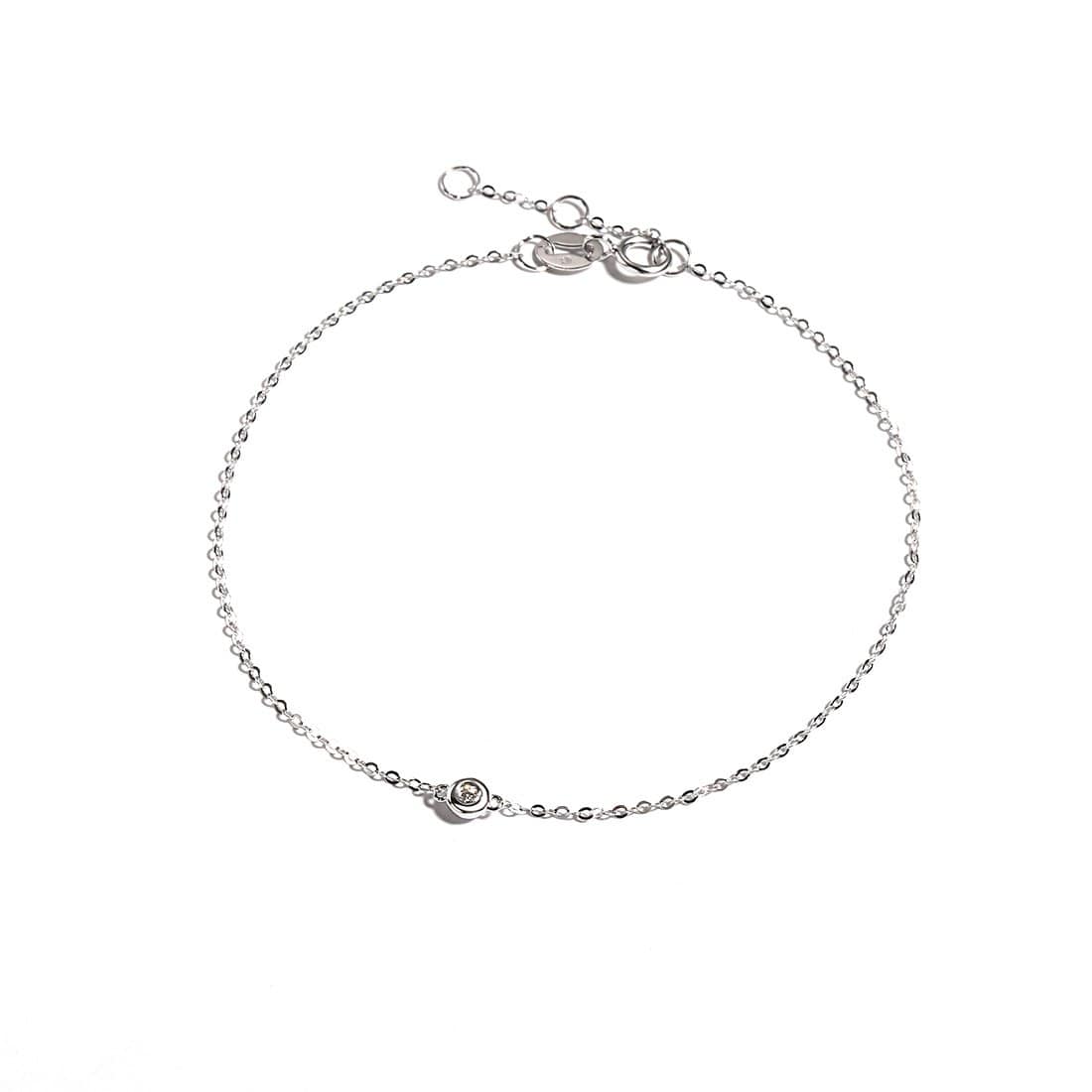 FANCIME Line & Dots Diamond Minimalist 18K Solid Gold Bracelet White Main