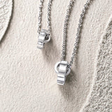 FANCIME "Infinite Time Lock" Couples Promise Matching Ring Sterling Silver Necklaces Full